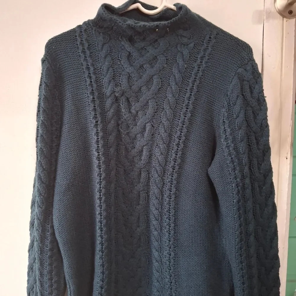 St. John's Bay Cable Knit Turtleneck Sweater - Dark Blue (Rox225)